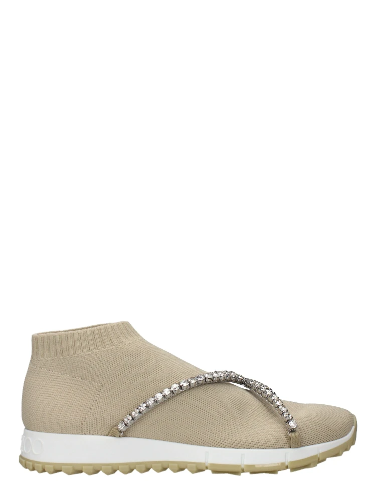 Beige Fabric Slip-On Loafers