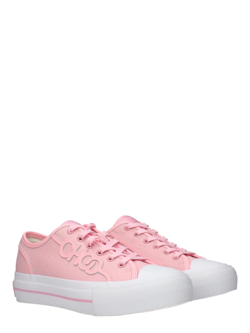 Pink Fabric Low Top Sneakers