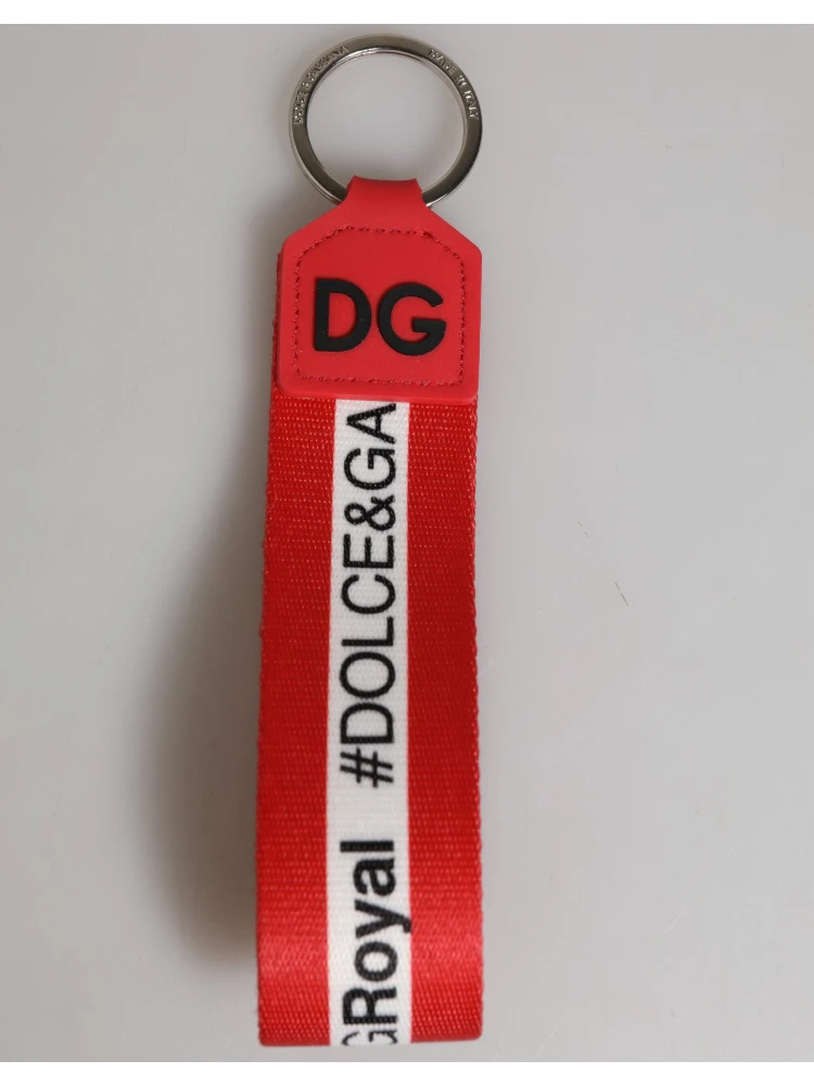 Red Logo Polyester Silver Brass Holder Keychain Keyring