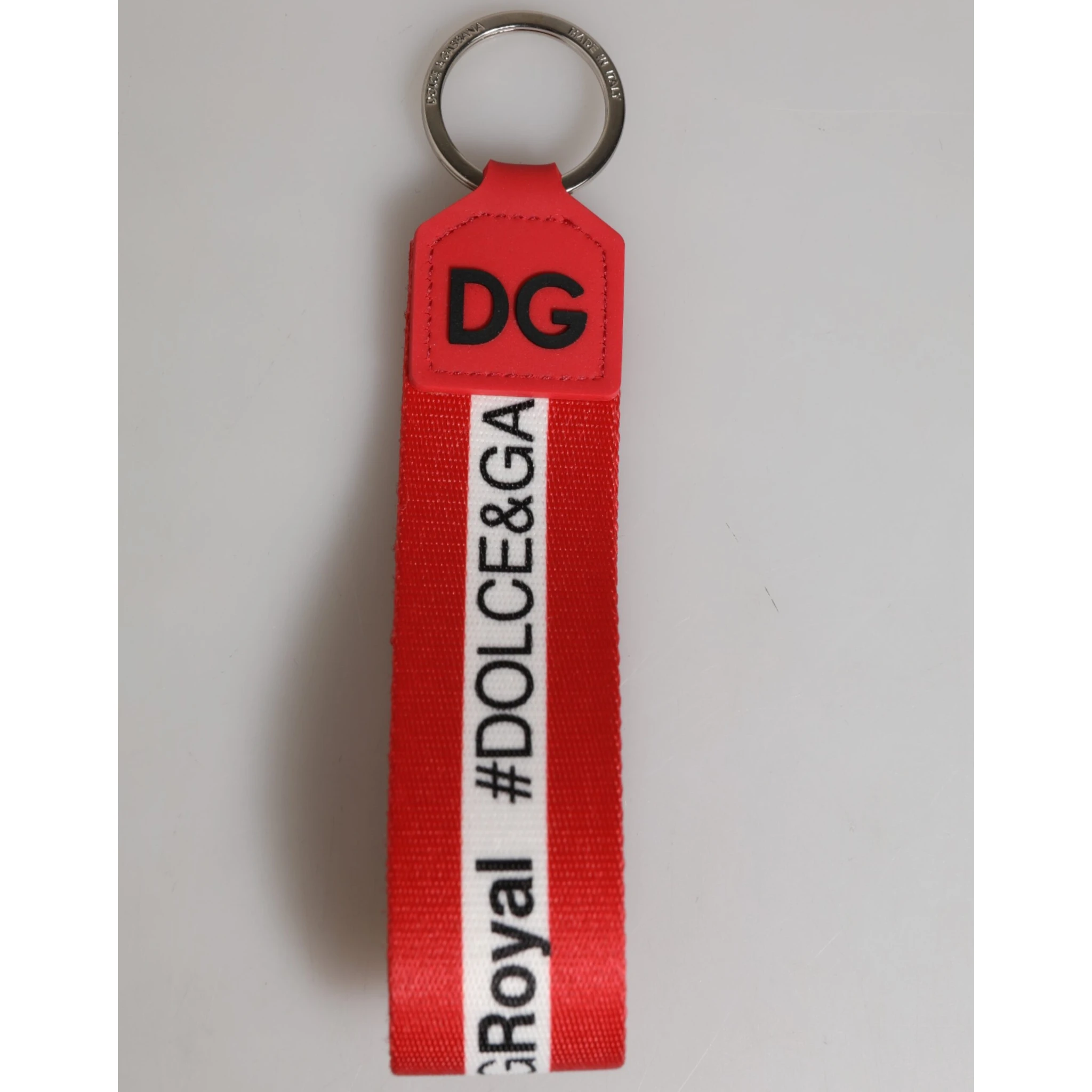 Red Logo Polyester Silver Brass Holder Keychain Keyring