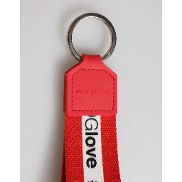 Red Logo Polyester Silver Brass Holder Keychain Keyring