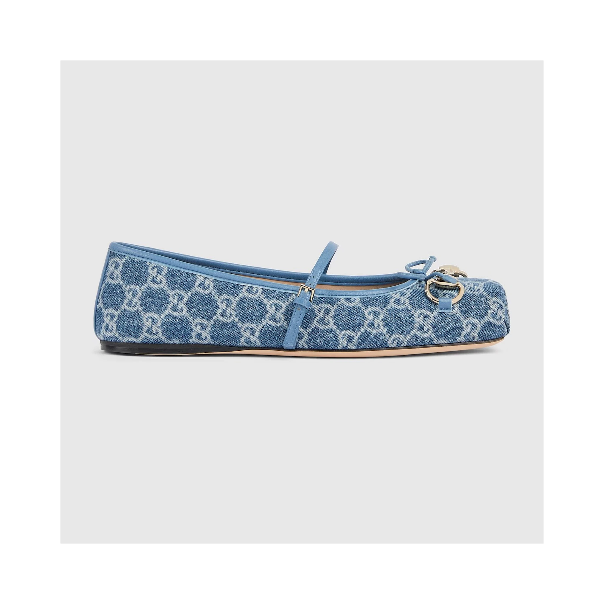 Ballets flat in denim with Horsebit