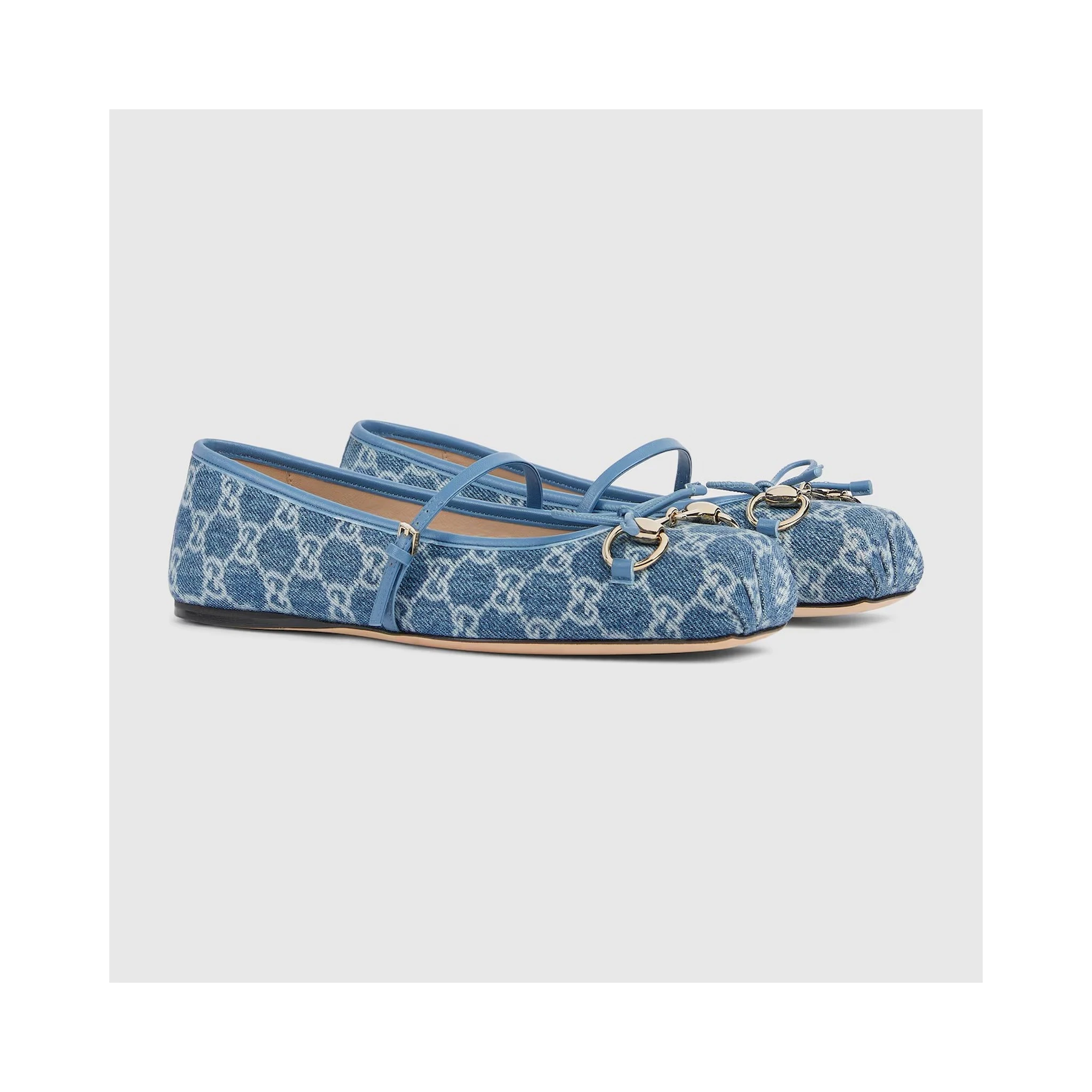 Ballets flat in denim with Horsebit