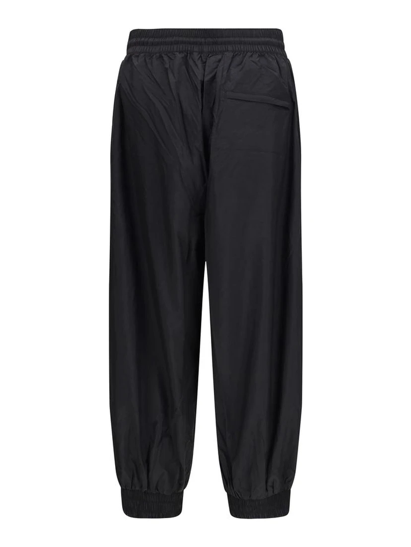 Black Nylon Casual Pants
