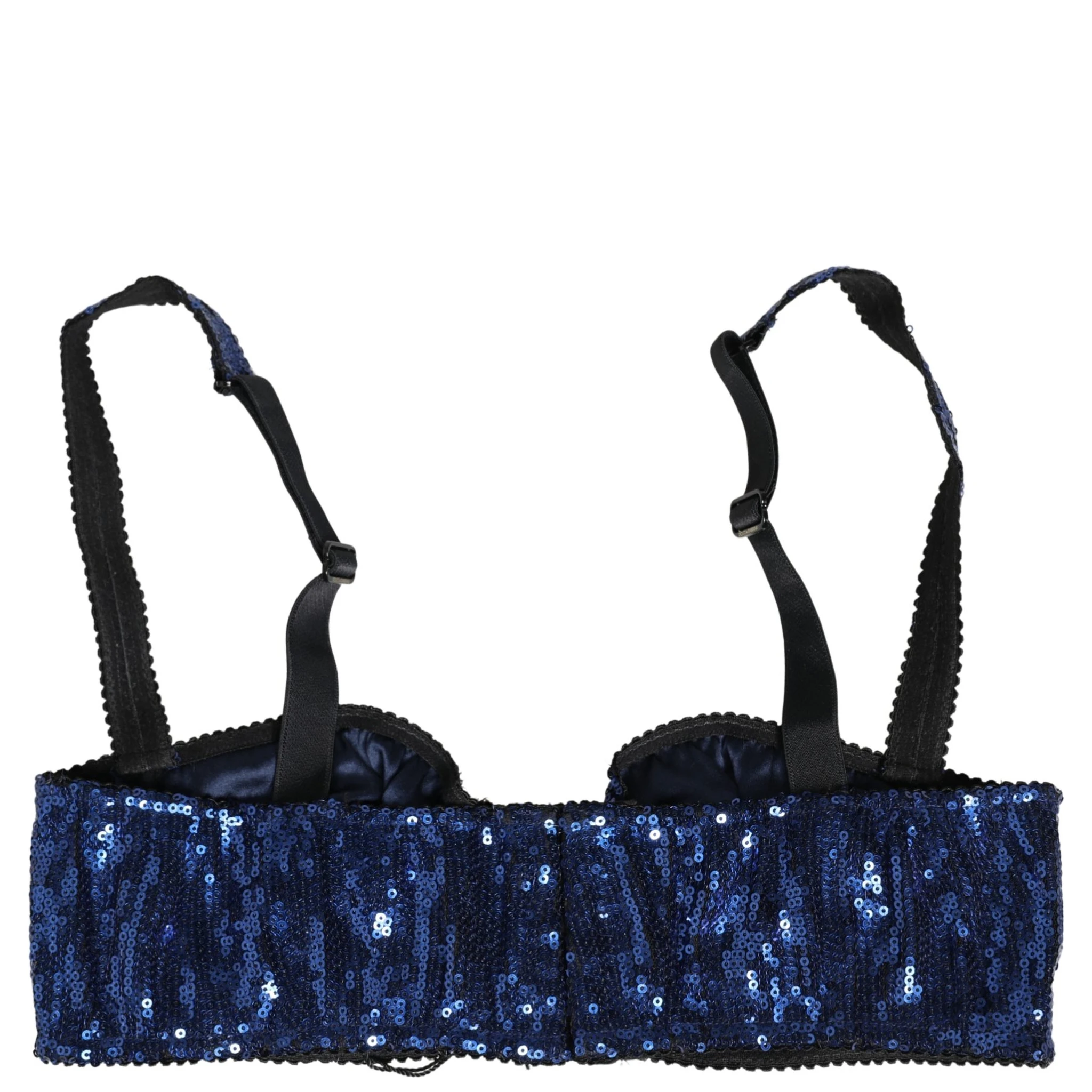 Blue Sequined Nyon Balconnet Bra Underwear