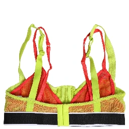 Yellow Nylon Layered Lace Balconnet Bra Underwear