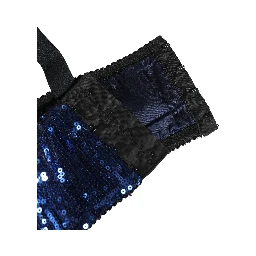 Blue Sequined Nyon Balconnet Bra Underwear