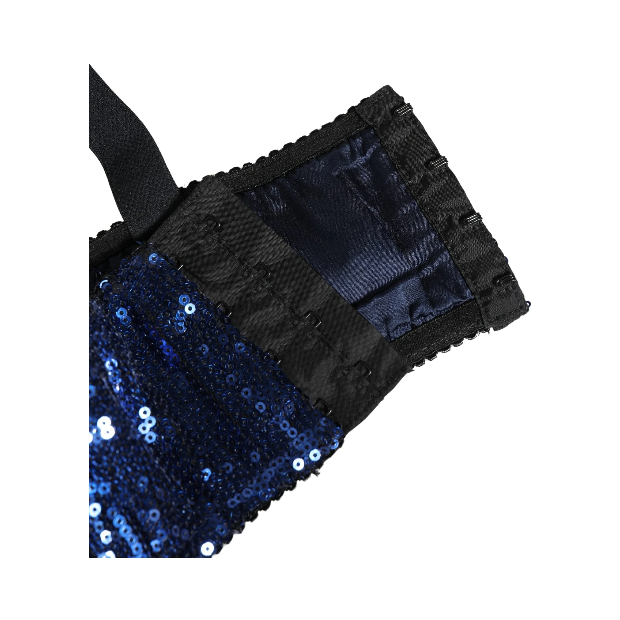 Blue Sequined Nyon Balconnet Bra Underwear