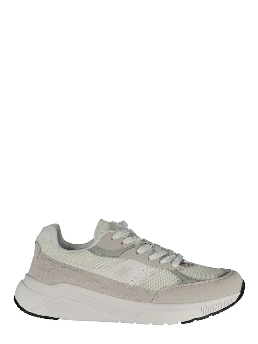 White Polyester Athletic Sneakers