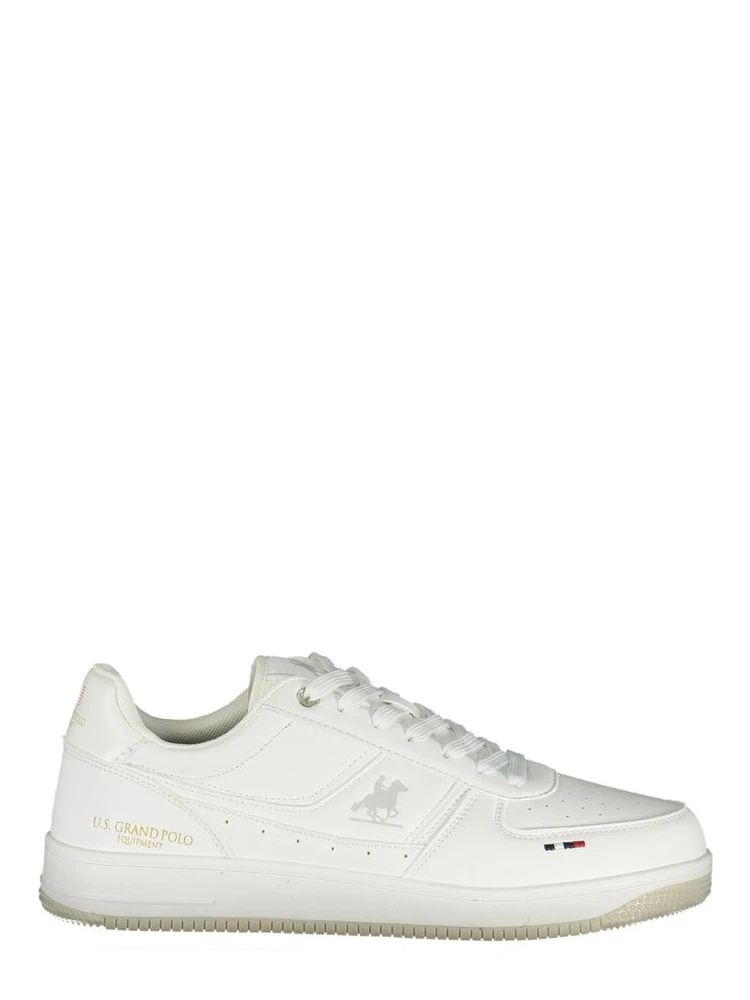 White Polyester Athletic Sneakers