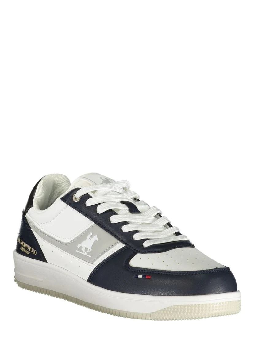 White Polyester Athletic Sneakers