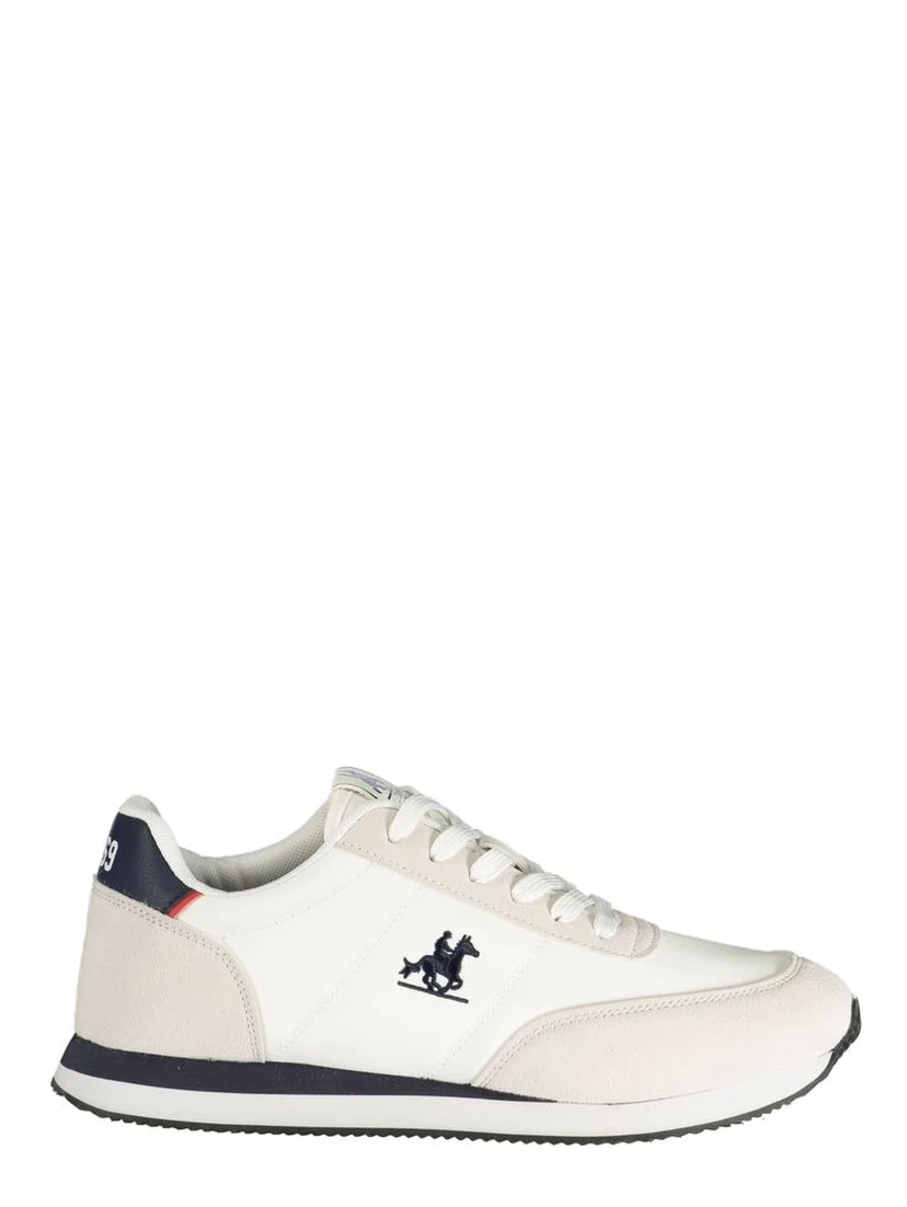 White Polyester Athletic Sneakers