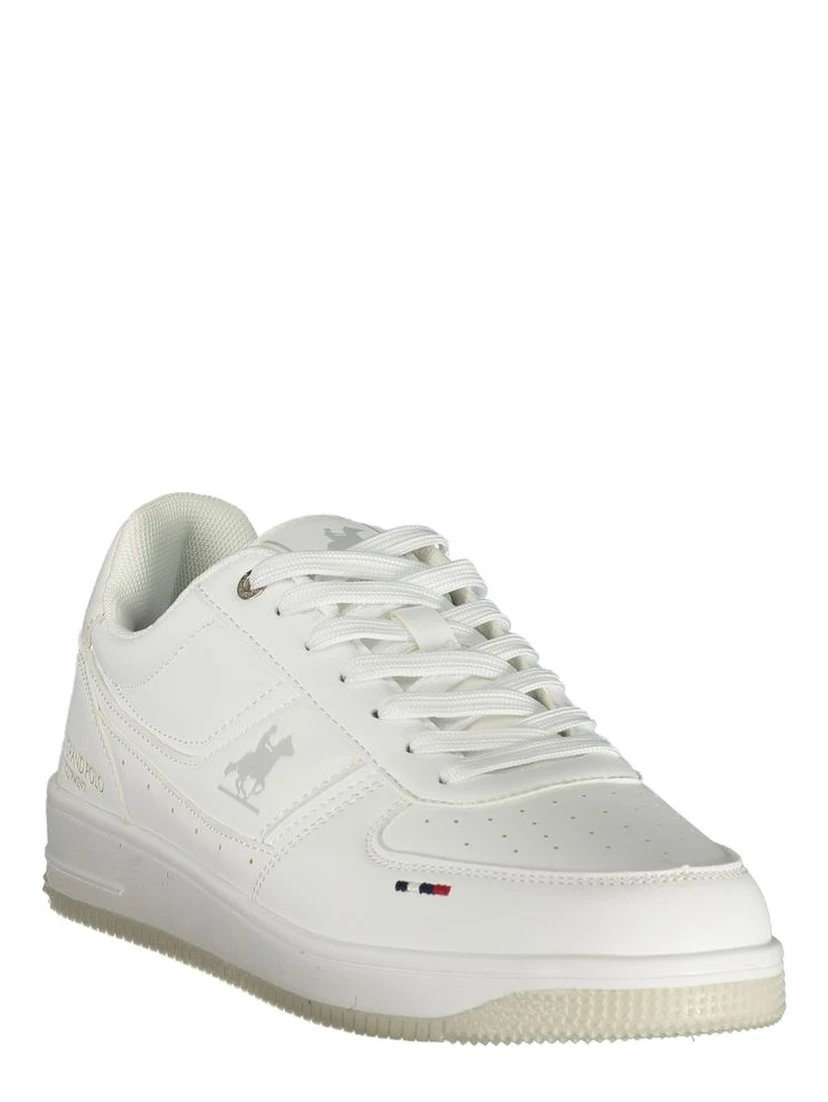 White Polyester Athletic Sneakers