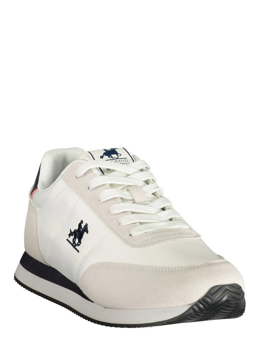 White Polyester Athletic Sneakers