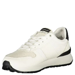White Polyester Athletic Sneakers