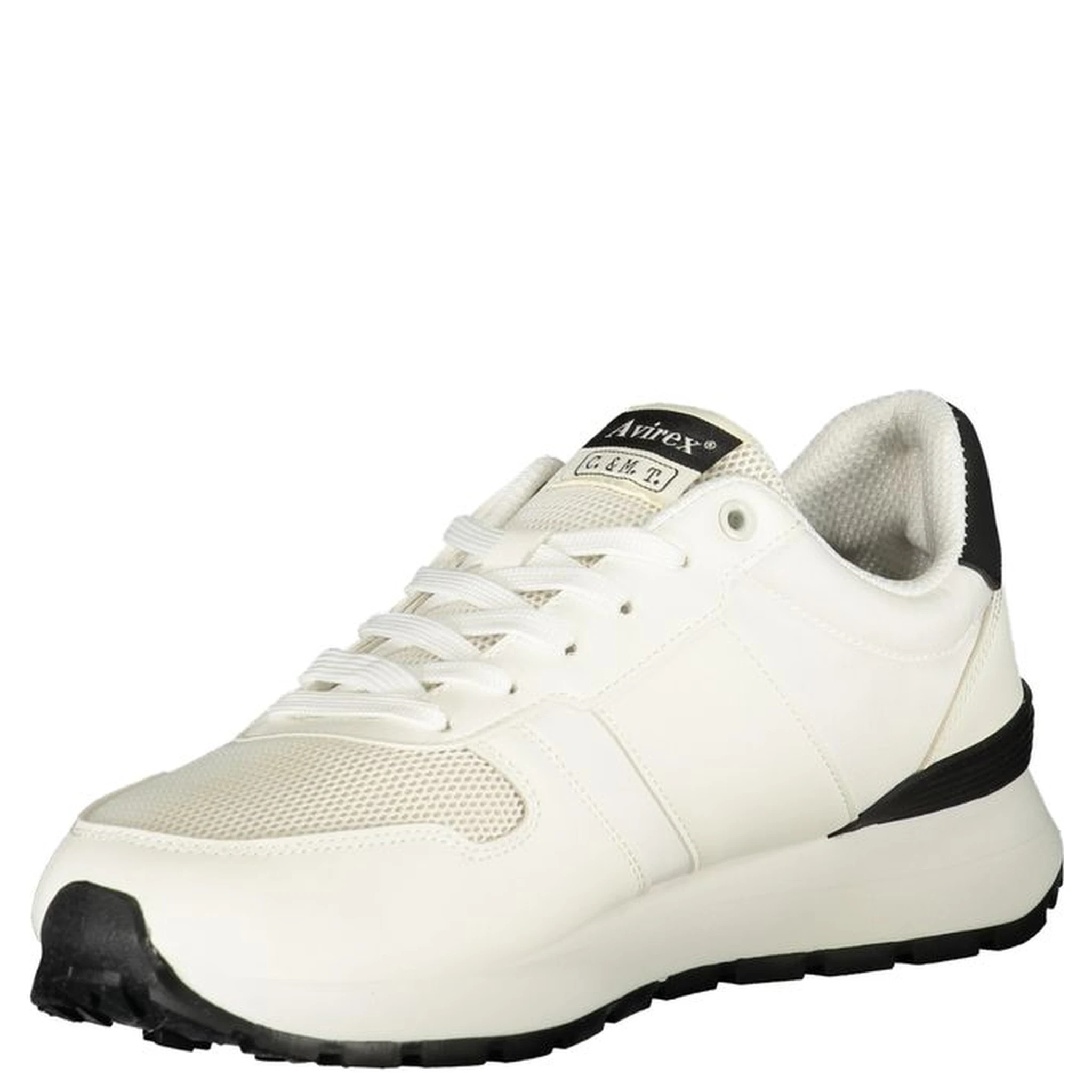 White Polyester Athletic Sneakers