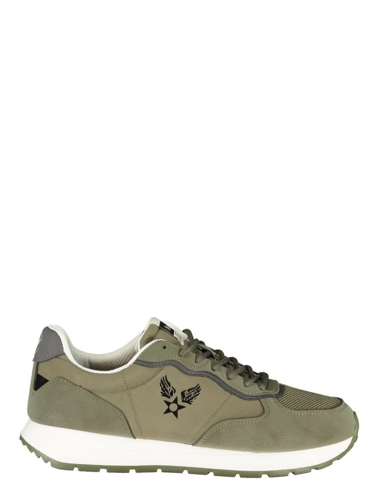 Green Polyester Athletic Sneakers