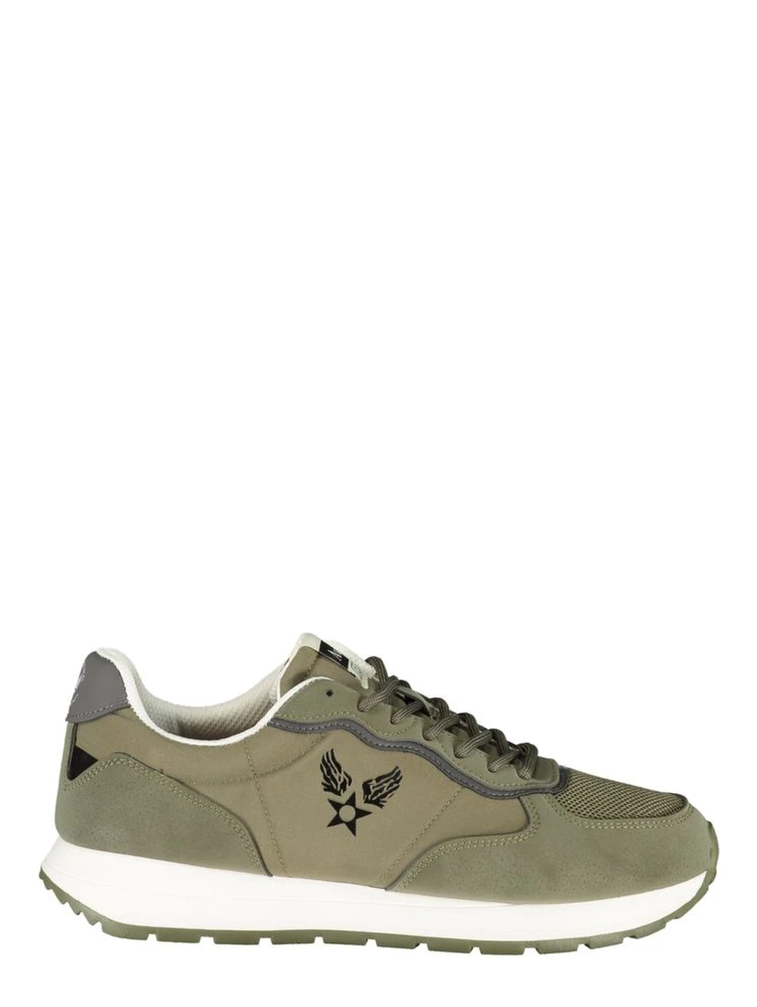 Green Polyester Athletic Sneakers