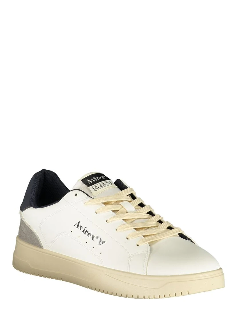 White Polyester Athletic Sneakers
