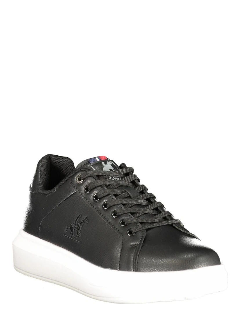 Black Polyester Athletic Sneakers