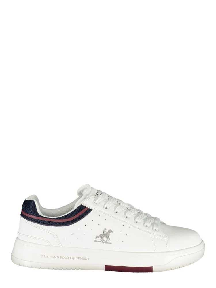 White Polyester Athletic Sneakers