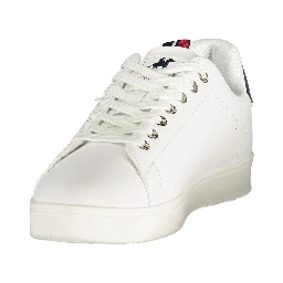White Polyester Low Top Sneakers