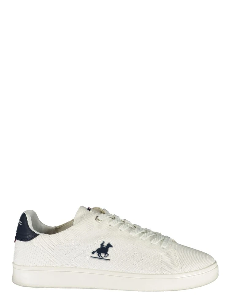 White Polyester Low Top Sneakers