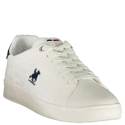 White Polyester Low Top Sneakers
