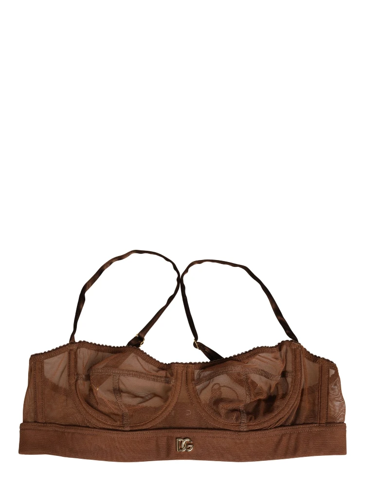 Brown DG Logo Nylon Mesh Balconette Bra Underwear alternative