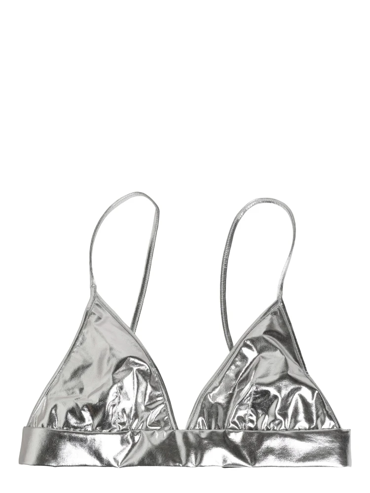 Metallic Silver Sleeveless Bustier Cropped Top