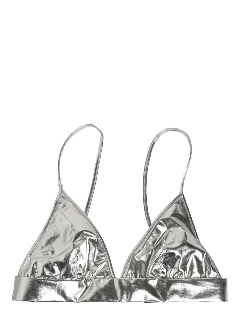 Metallic Silver Sleeveless Bustier Cropped Top