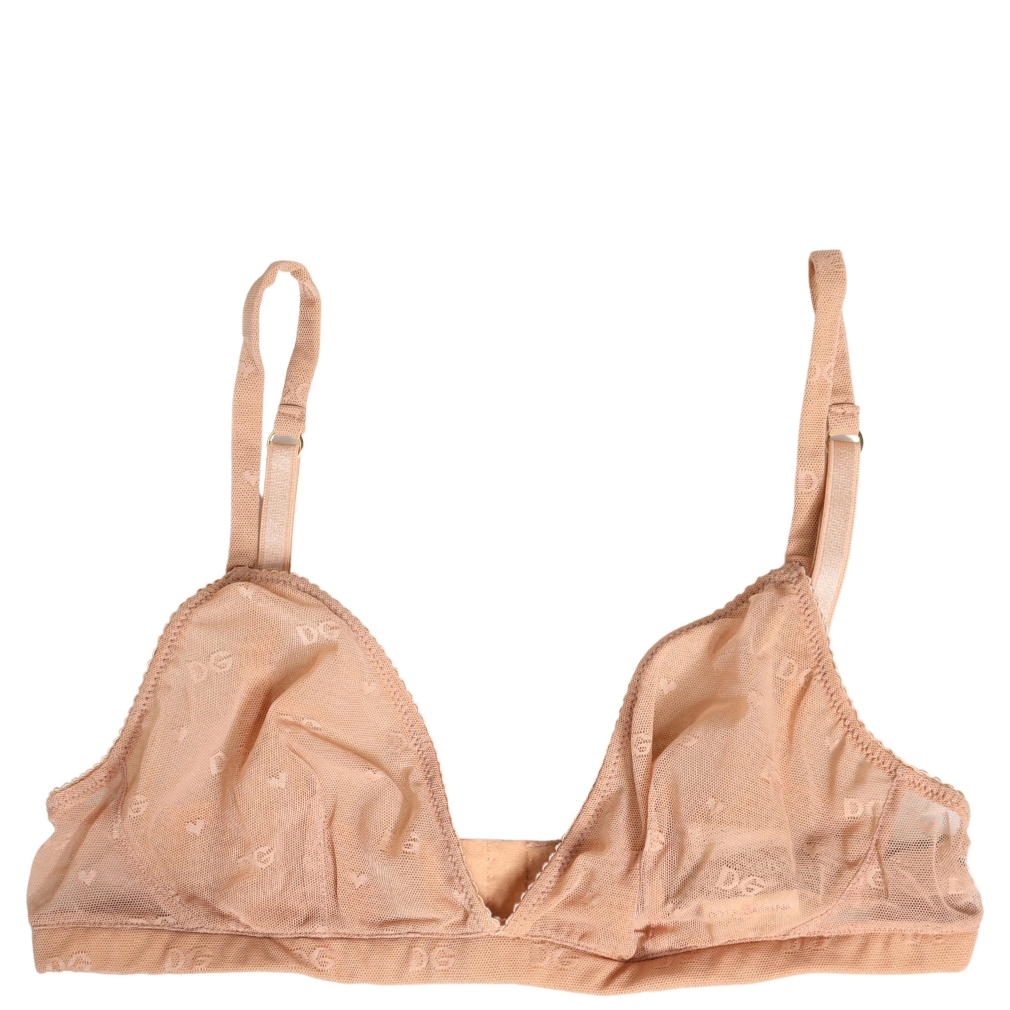 Beige Nylon Stretch Soft Cup Brassiere Underwear