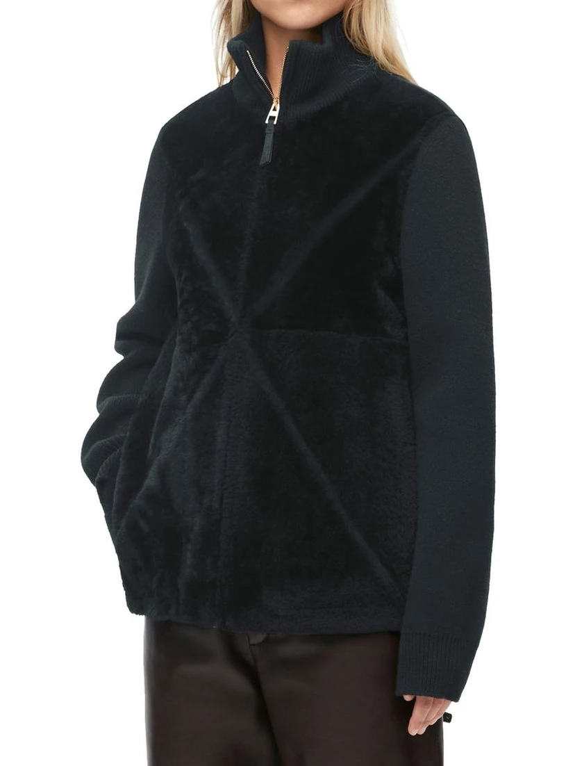 Black Lamb Fur Coat