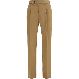 Brown Cotton Casual Pants