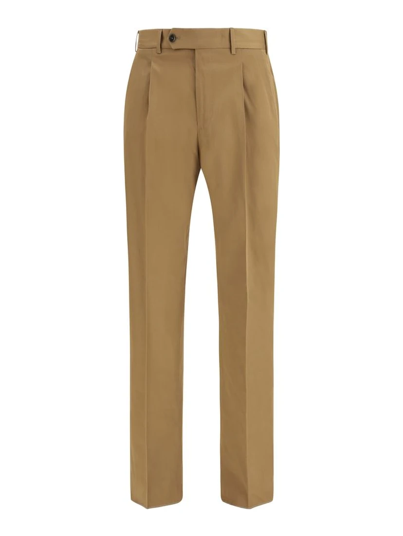 Brown Cotton Casual Pants