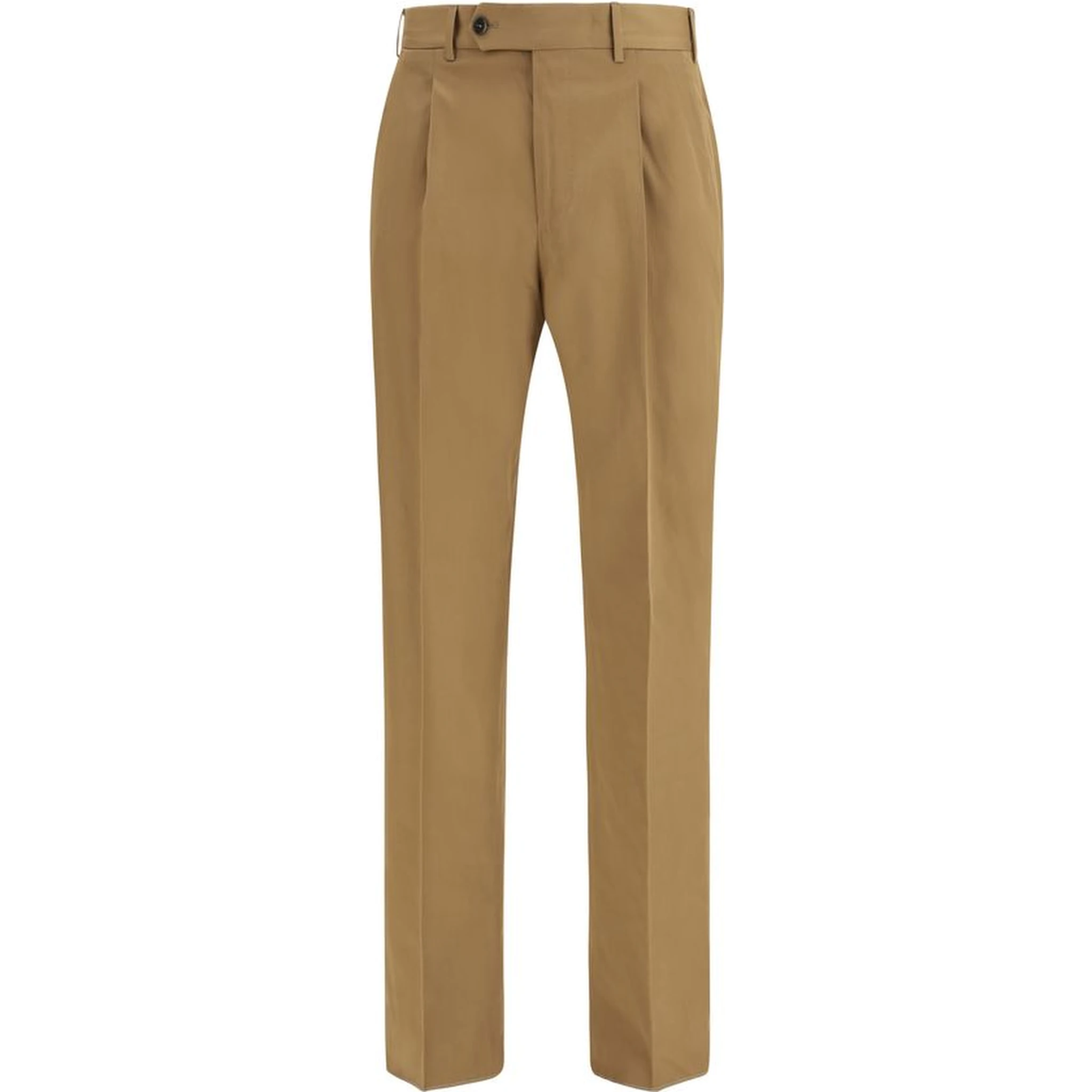 Brown Cotton Casual Pants