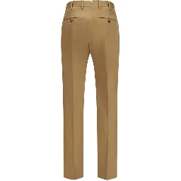 Brown Cotton Casual Pants
