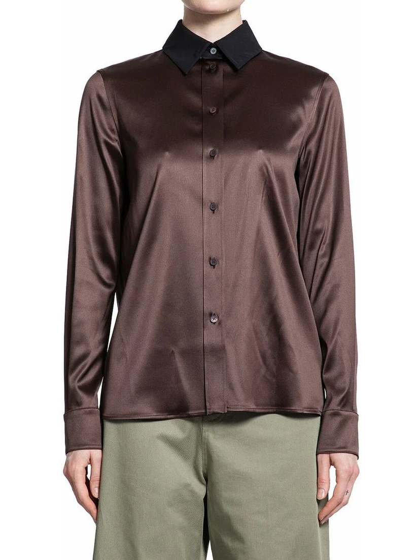 Brown Silk Dress Shirt