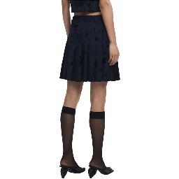 Black Polyester Mini Skirt