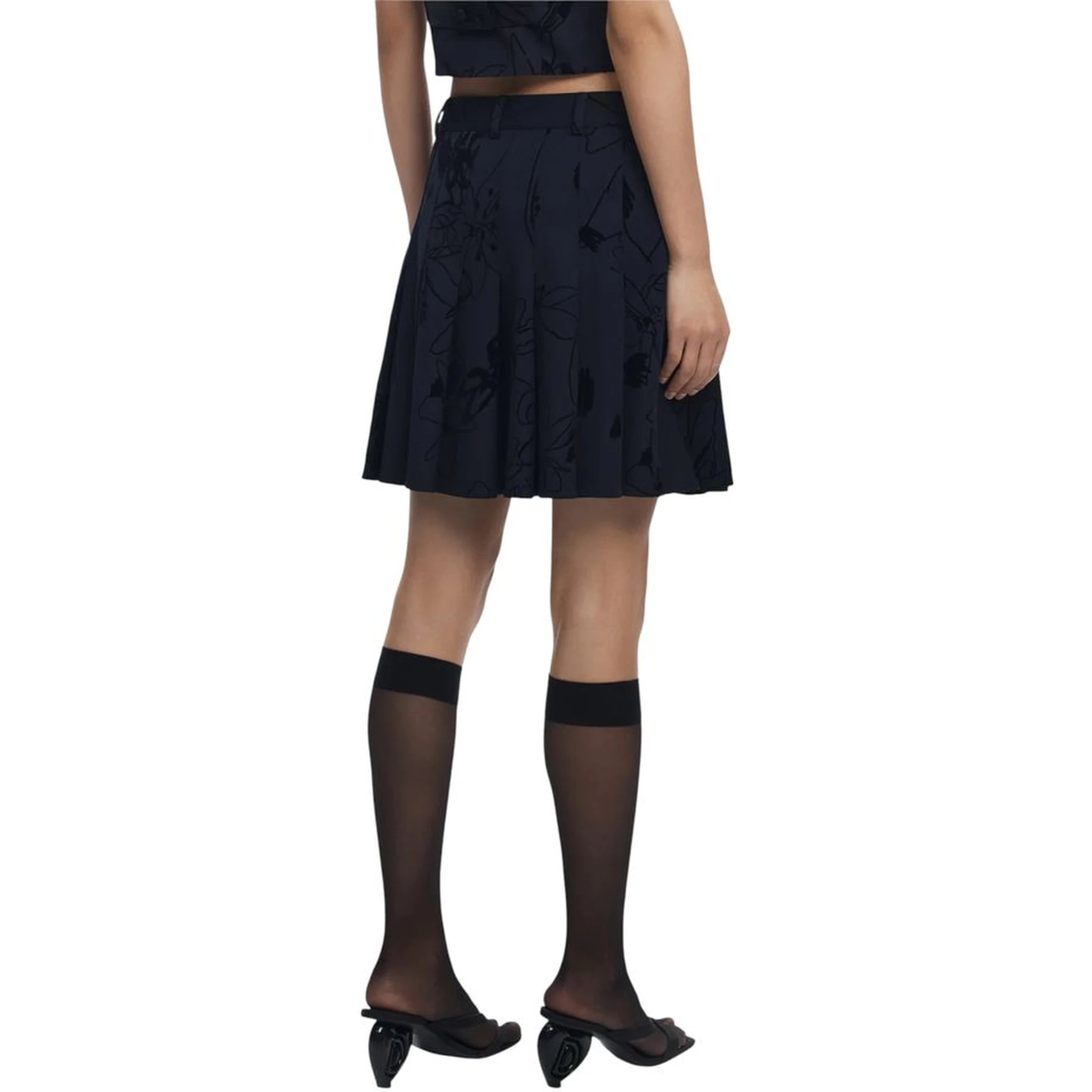 Black Polyester Mini Skirt