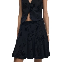 Black Polyester Mini Skirt