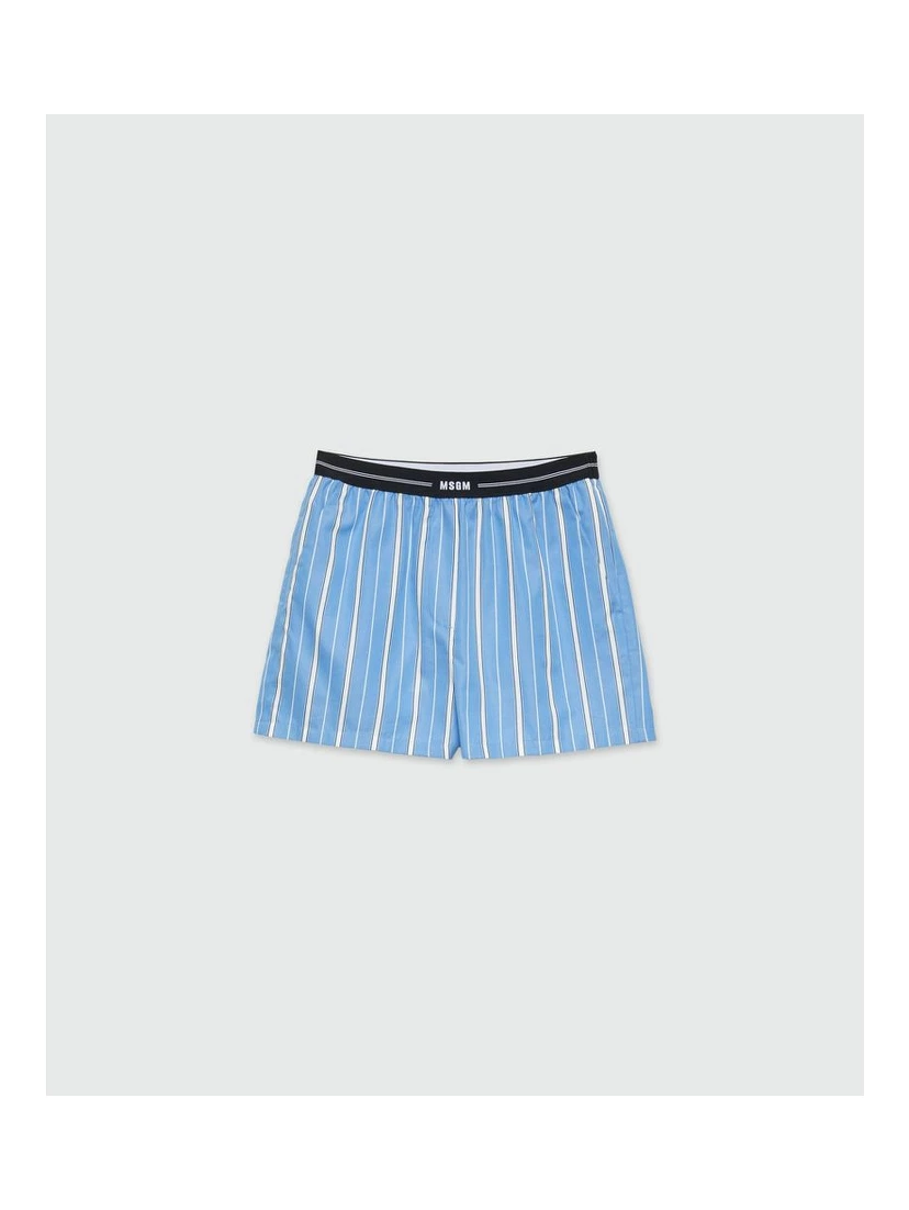 Blue Cotton Bermuda Shorts