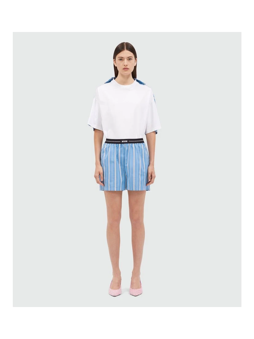 Blue Cotton Bermuda Shorts