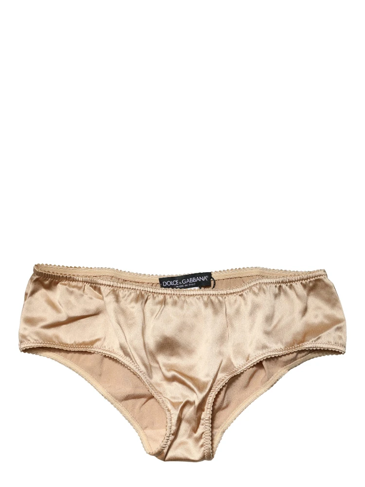 Beige Silk Stretch Mid Waist Brief Panty Underwear alternative