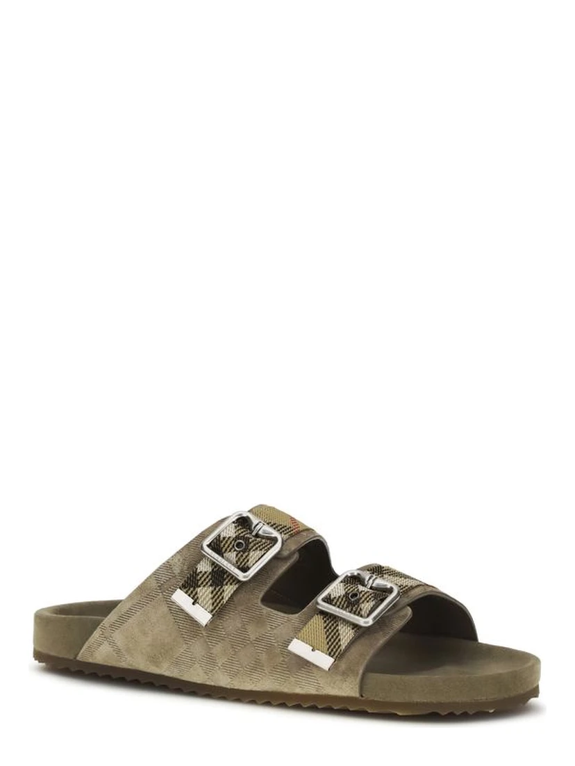 Beige Calf Leather Bos Taurus Flat Sandals