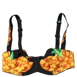 Black Pineapple Silk Balconette Bra Underwear