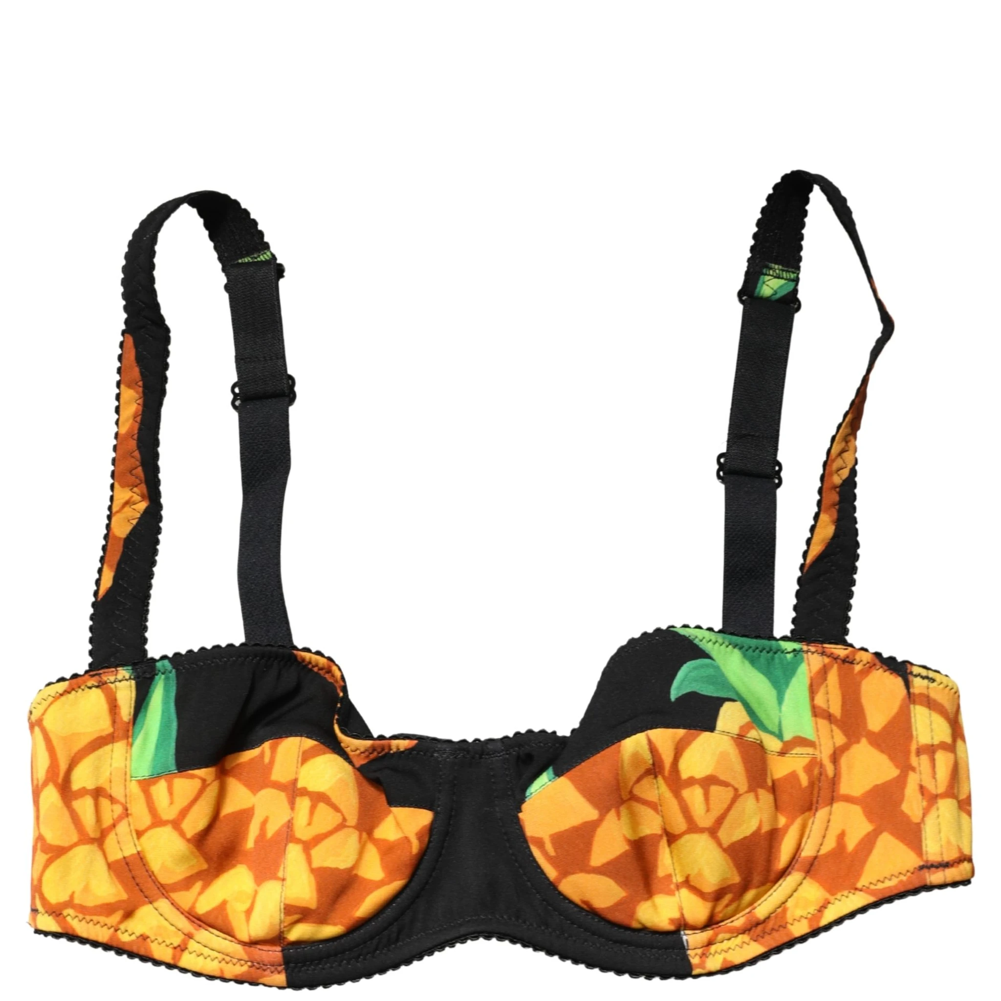 Black Pineapple Silk Balconette Bra Underwear