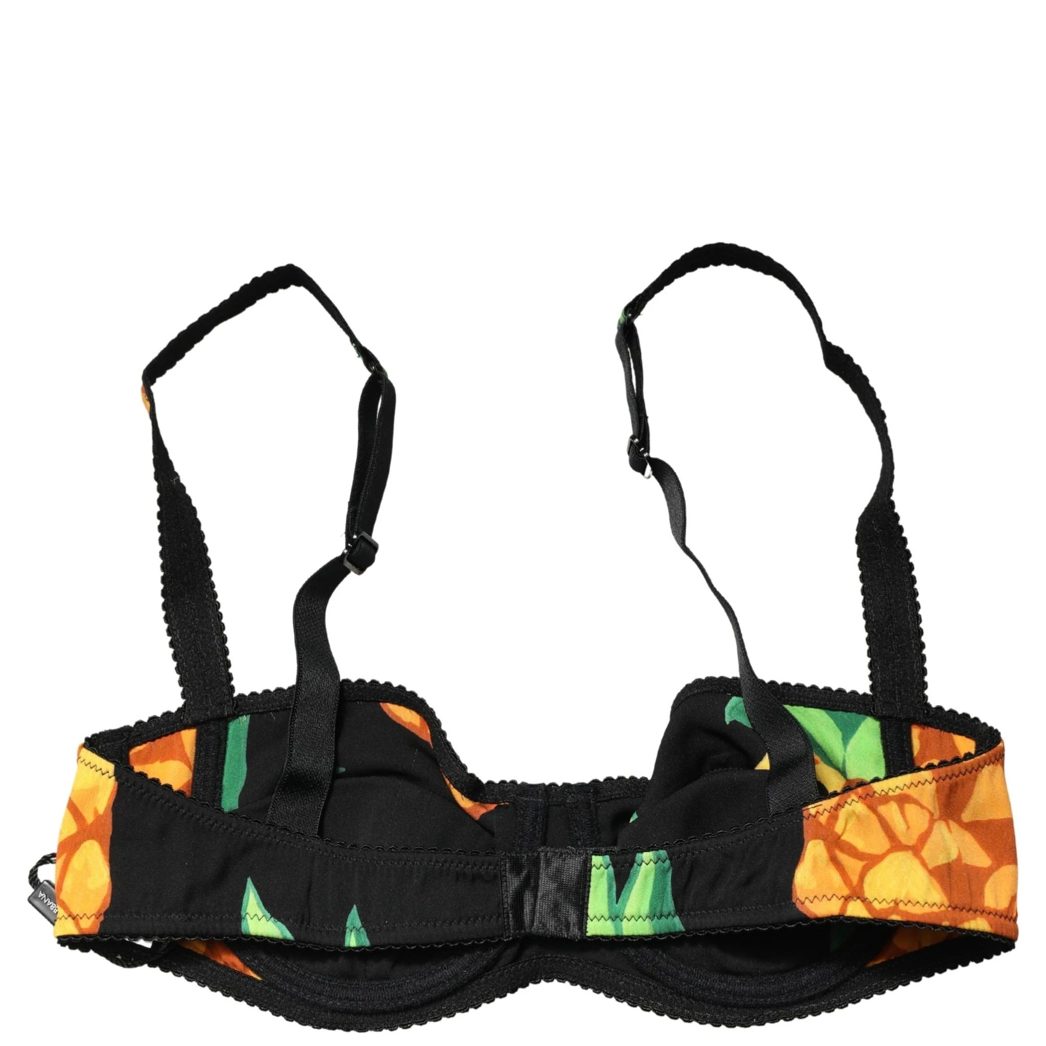 Black Pineapple Silk Balconette Bra Underwear