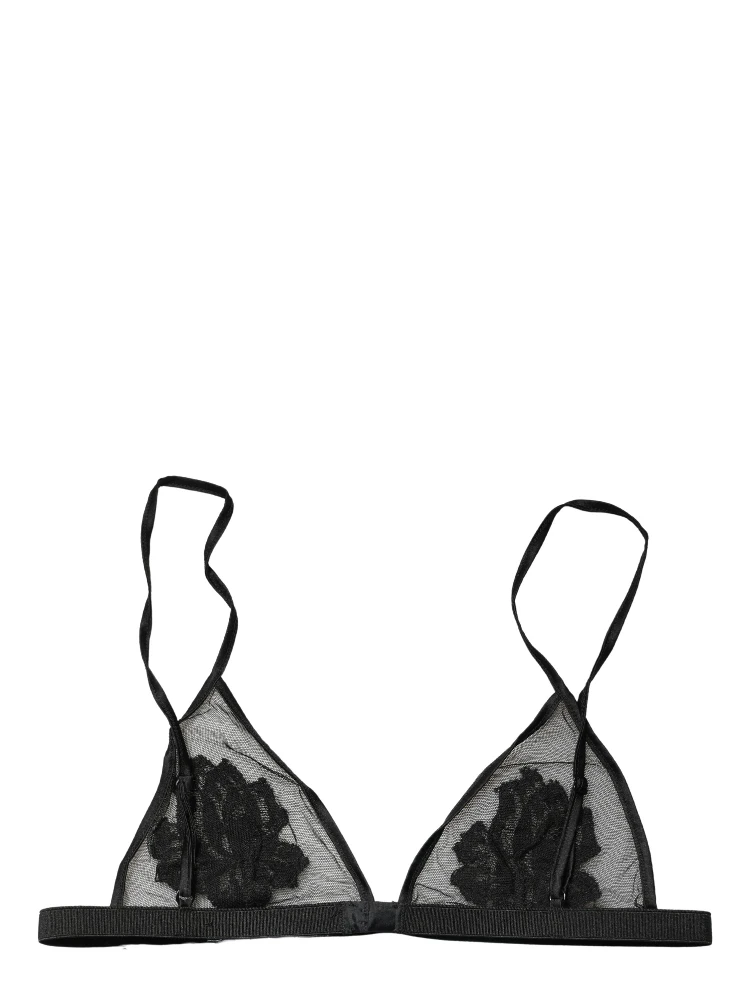 Black Floral Soft Cup Triangle Bra Underwear