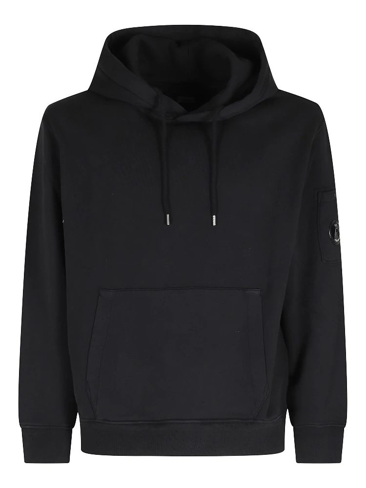 COTTON DIAGONAL FLEECE HOODED LENS SWEATSHIRT